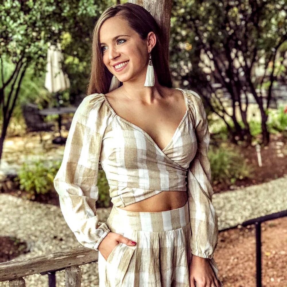 Red Dress Boutique Plaid Print Pants with Crop Top